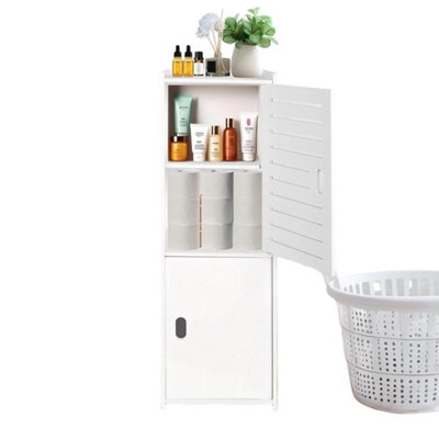 3-Tier Bathroom Storage Cabinet White Waterproof Freestanding