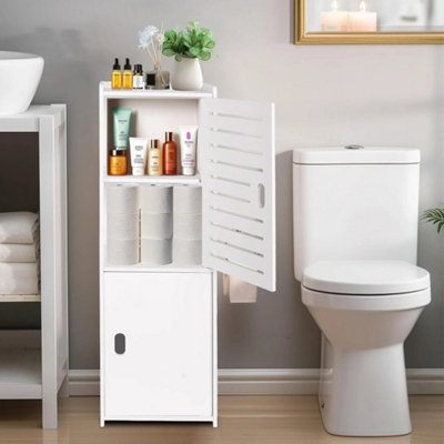 3-Tier Bathroom Storage Cabinet White Waterproof Freestanding
