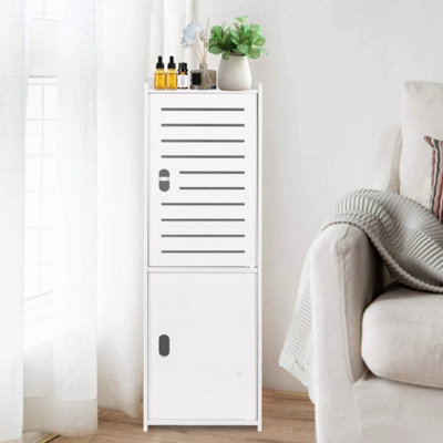 3-Tier Bathroom Storage Cabinet White Waterproof Freestanding