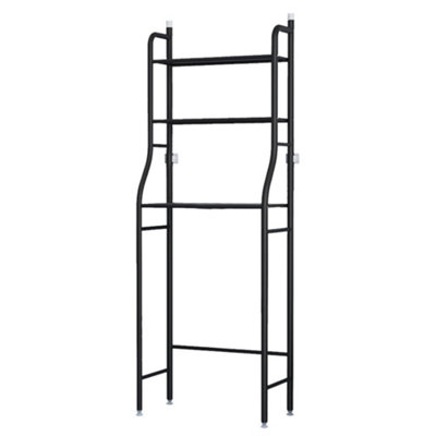3 Tier Black Metal Bathroom Storage Organizer Shelf Over Toilet Rack Paper Roll Holder with 3 Hooks - 5