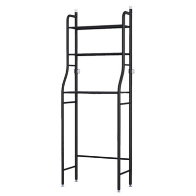 Kitsure 3-Tier Over The Toilet Storage Shelf - Black Metal Rack With Paper Holder & Hooks, 62.2 Inches Tall