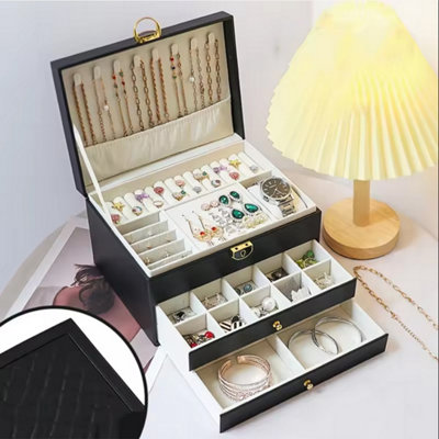1pc Jewelry Boxes Studs Earring Holder Ring Case Necklace Organizer for Home Tra