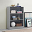 3 Tier Bookcase Wide Display Shelving Storage Unit Wood Furniture Grey