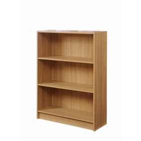 3 Tier Bookcase Wide Display Shelving Storage Unit Wood Furniture Oak