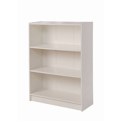 3 Tier Bookcase Wide Display Shelving Storage Unit Wood Furniture White