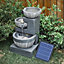 3 Tier Bowls Rockery Decoration Outdoor Water Fountain Garden Water Feature with LED Lights Solar Powered