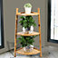 3 Tier Brown Modern Corner Ladder Shelf Plant Display Stand 85 cm