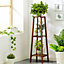 3 Tier Brown Vintage Tiered Indoor Plant Stand Solid Wood Display Shelf 100 cm