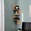 3 Tier Brown Zigzag Design Wooden Floating Wall Corner Shelf Bookcase