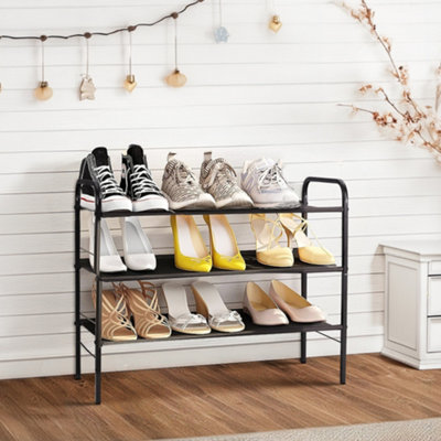 3-Tier Carbon Steel Shoe Rack 53cm H in Brown
