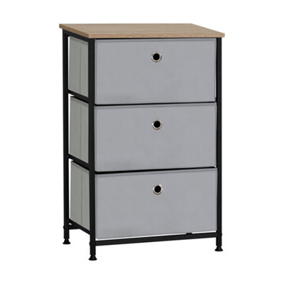 3 Tier Chest of Drawers with Fabric Drawers, Wooden Top, Easy to ...