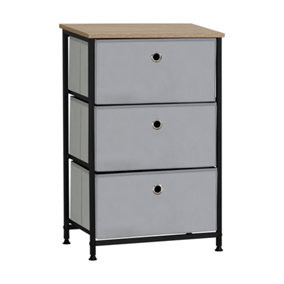 3 Tier Chest of Drawers with Fabric Drawers, Wooden Top, Easy to Install 710mm H x 450mm W x 300mm D