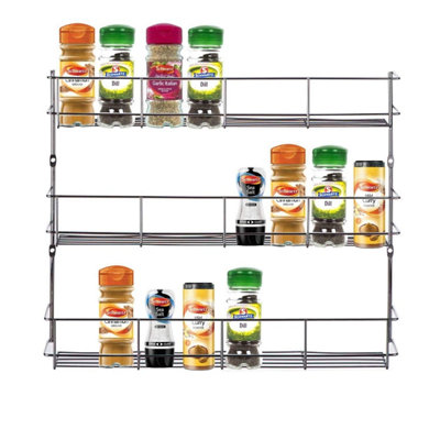 3 Tier Chrome Spice Herb Jar Rack Holder - Kitchen Door Cupboard ...