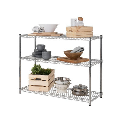 3 Tier Chrome Storage Unit 275KG UDL, 922mm H x 1212mm W x 457mm D