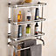 3 Tier Chrome Wall Mounted Stainless Steel Bathroom Towel Rack with Hooks