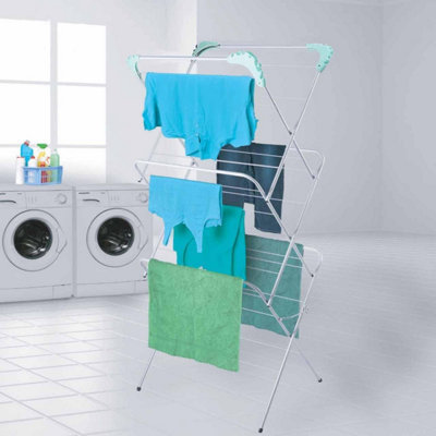 3-Tier Folding Clothes Airer Drying Rack - Large Indoor Outdoor Laundry Rack White 9 thumbnail image