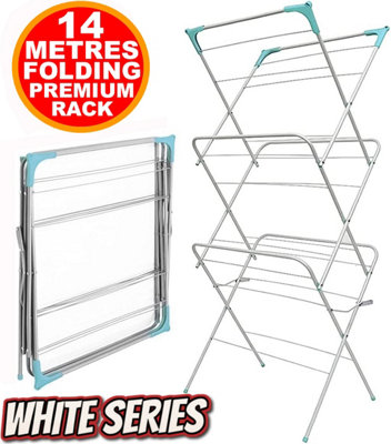 3 Tier Clothes Dryer Airer Foldable Laundry Rack Washing Line Drying Horse 14m DIY at B Q