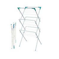 3 Tier Clothes Towel Airer Laundry Dryer Concertina Indoor Outdoor 133Cm - Non-Slip Feet Corner Spaces for Hangers Foldable