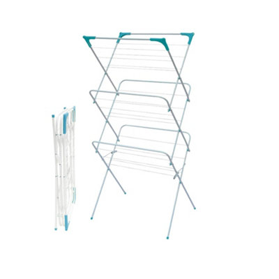 3 Tier Clothes Towel Airer Laundry Dryer Concertina Indoor Outdoor 133Cm - Non-Slip Feet Corner Spaces for Hangers Foldable