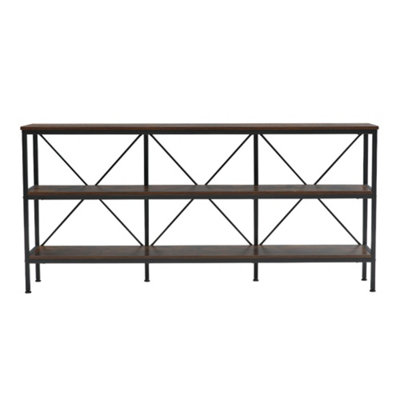 3-Tier Console Table with Storage Shelves and Open Shelves Narrow Table for Entryway