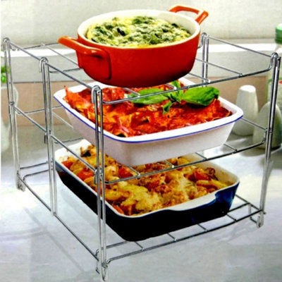 3 Tier Cooling Oven Rack Chrome Shelves Cooking Roasting Tray Pizza ...