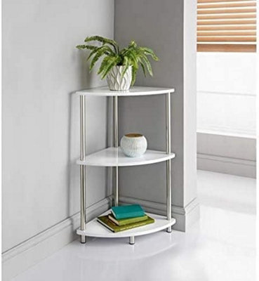 3 Tier Corner Shelf End Table Organizer Unit White