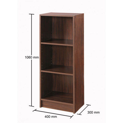 3 Tier Cube Bookcase Display Shelving Storage Unit Wood Furniture Walnut