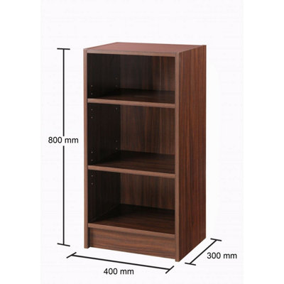 3 Tier Cube Bookcase Display Shelving Storage Unit Wood Furniture Walnut