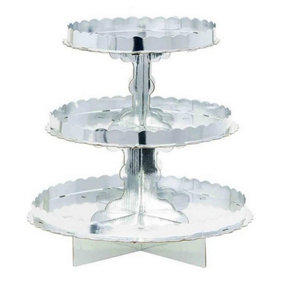 3 Tier Cupcake Stand Silver (One Size)