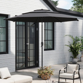 3-Tier Dark Grey Outdoor Garden Patio Cantilever Parasol Patio Umbrellas for Beach Backyard with Crank and Tilt