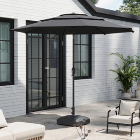 3-Tier Dark Grey Outdoor Garden Patio Cantilever Parasol Patio Umbrellas for Beach Backyard with Stand