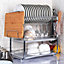 3 Tier Dish Drainer Rack Draining Board Cutlery Holder with Tableware Drainer Tray