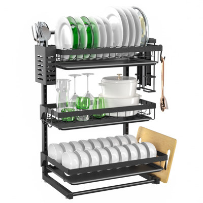 B&Z Dish Drainer Rack Extra Wide on Counter Plate Rack Plate Organizer  Removable Cutlery Tray Draining Board 3 Colors, Sturdy Spacious -   Finland