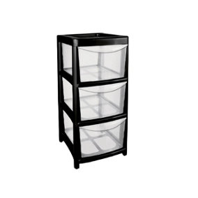 3 Tier Drawer Unit Small Black Storage Desktop Filing Unit A5 Paper Stationery