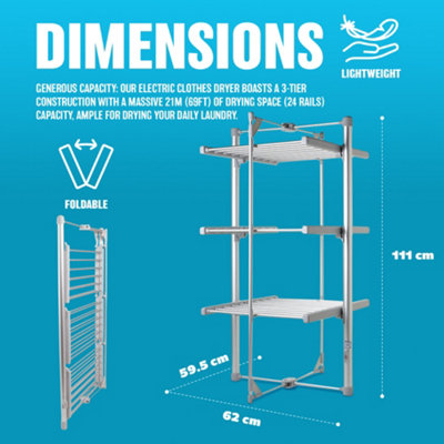 Tall heated clothes discount airer