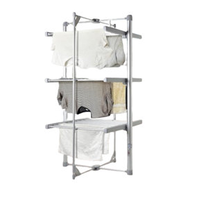 3 Tier Electric Heated Clothes Airer 24 Rails Clothes Heating Drying Rack 111cm 220w