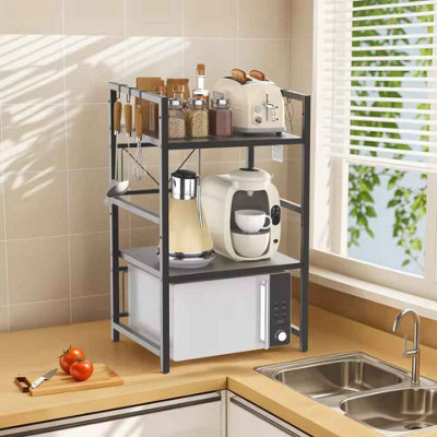 3 Tier Expandable Microwave Rack with Hooks