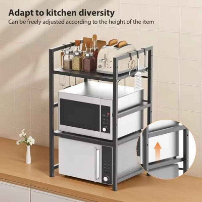 3 Tier Expandable Microwave Rack with Hooks