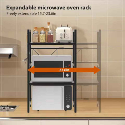 3 Tier Expandable Microwave Rack with Hooks