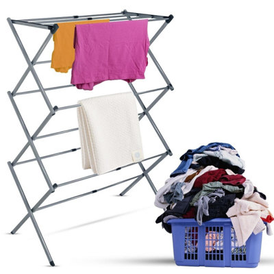 3 Tier Extendable Clothes Airer Dryer Metal Laundry Drying Rack Indoor Outdoor