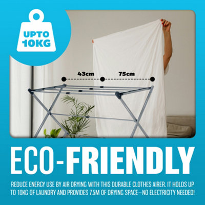 3-Tier Foldable Clothes Drying Rack | Indoor/Outdoor Rust-Resistant Laundry Rack (28"L X 35"H X 10"W)