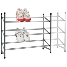 3 Tier Extendable Shoe Rack Durable Iron Shoe Organiser Storage Cabinet Hallway