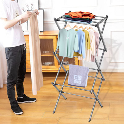 Tier Extendable Winged Clothes Airer Folding Laundry Drying Rack