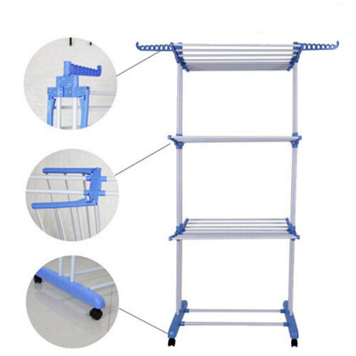 3 Tier Extra Large Foldable Clothes Airer for Outdoor Indoor Drying