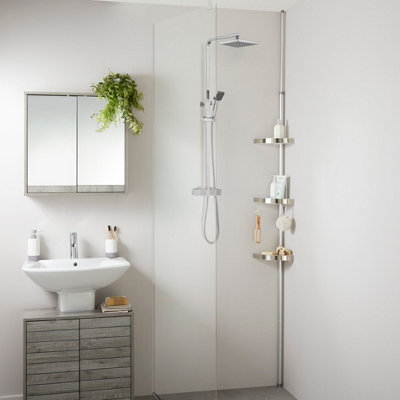 Bathroom Shelf Shower Caddy Corner Frame Aluminum Toilet Storage