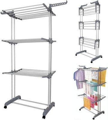 Tier Foldable Clothes Airer, Indoor Outdoor Clothes Rack on Wheels
