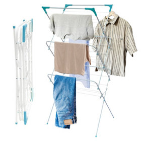 3 Tier Foldable Clothes & Laundry Airer, 138cm Tall - Indoor & Outdoor Drying Rack with 15m Space - Hanger Slots & Non-Slip Feet