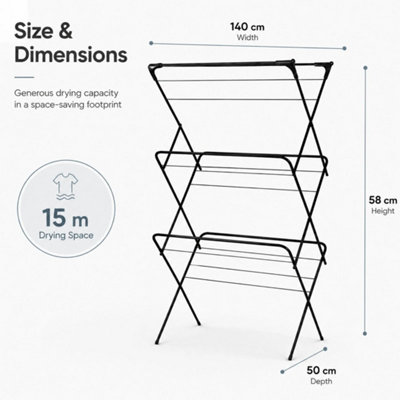 3 Tier Foldable Portable Clothes Airer Indoor Outdoor Laundry Rack