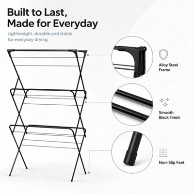 3 Tier Foldable Portable Clothes Airer Indoor Outdoor Laundry Rack