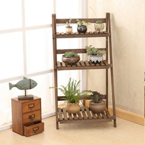 3 Tier Foldable Wooden Plant Display Shelf Storage Rack Pot Holder 920mm(H)